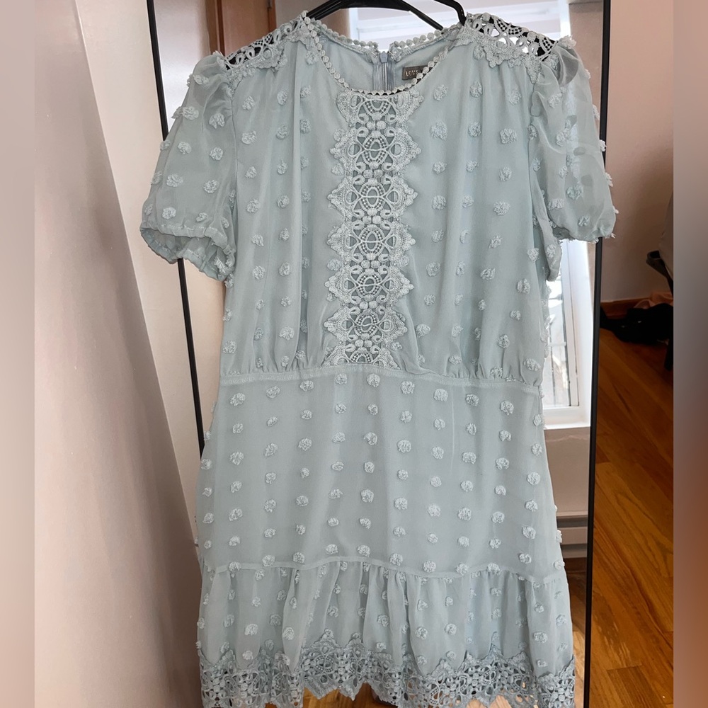 Light blue mini dress with gorgeous details